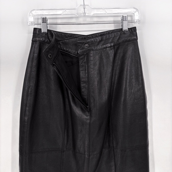 SUZELLE | Vintage 80's High-Waisted Leather Pencil Skirt in Black | Sz S - Picture 7 of 11